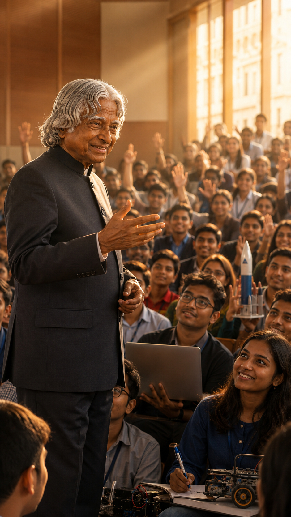 युवाओं को हमेशा देते रहे प्रेरणा
डॉ. कलाम का मानना था कि बड़े सपने देखना और उन्हें पूरा करने के लिए लगातार मेहनत करना जरूरी है। वे छात्रों को सकारात्मक सोच, लक्ष्य और आत्मविश्वास के साथ आगे बढ़ने की प्रेरणा देते थे।