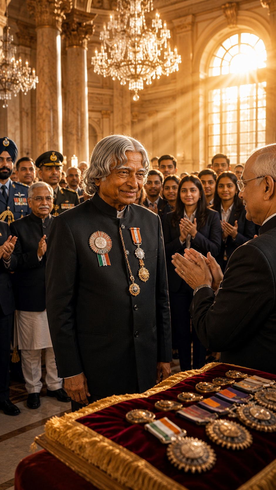 देश के सर्वोच्च सम्मान से सम्मानित
डॉ. कलाम को विज्ञान और राष्ट्र निर्माण में उनके योगदान के लिए पद्म भूषण, पद्म विभूषण और भारत रत्न जैसे प्रतिष्ठित सम्मानों से सम्मानित किया गया।