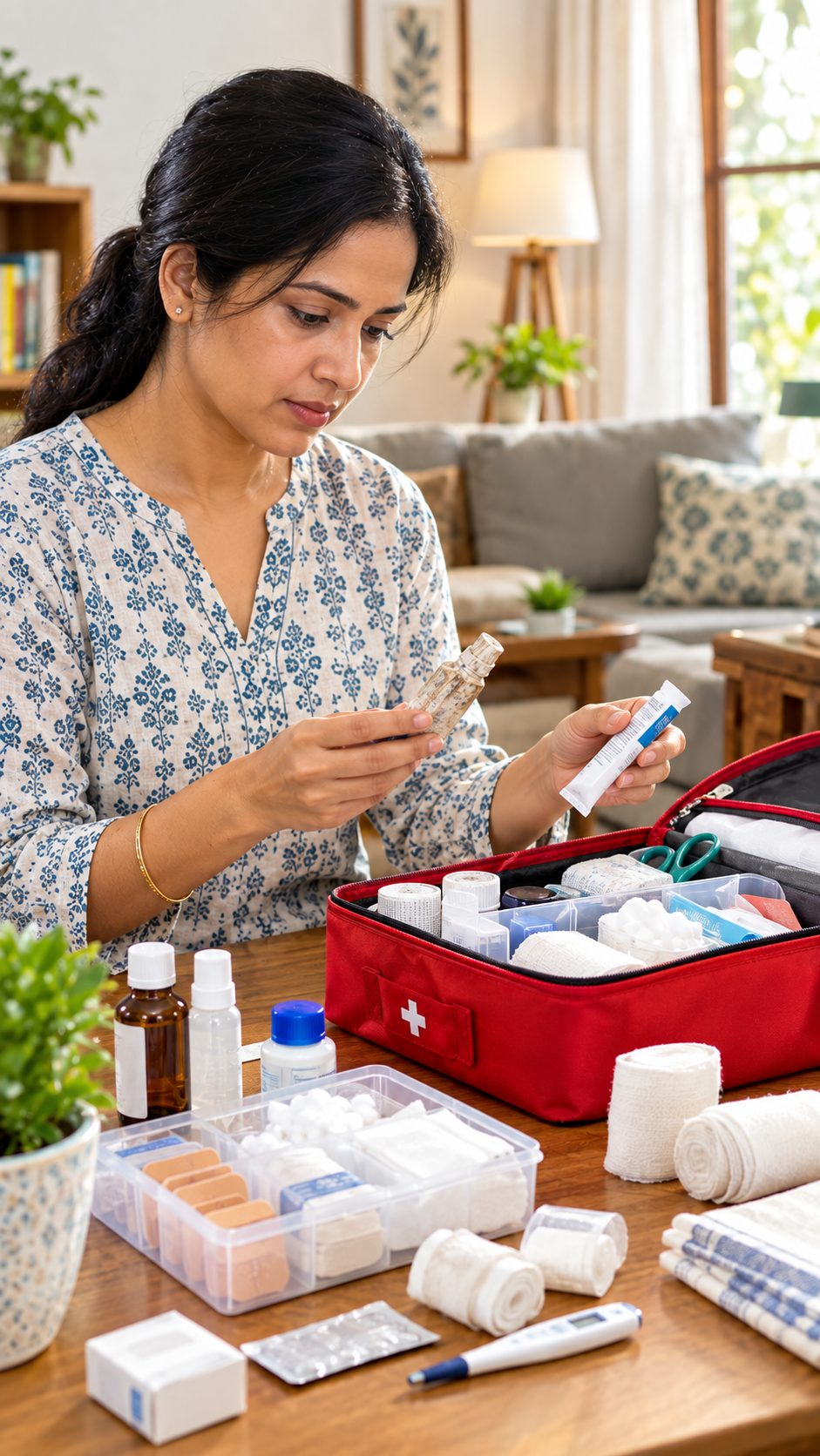 First Aid Kit को भी करें अपडेट
बैंडेज, एंटीसेप्टिक, क्रीम और दूसरी मेडिकल सामग्री को भी समय-समय पर जांचना जरूरी है। First Aid Kit में एक्सपायर या खराब पैकिंग वाली चीजें न रखें।