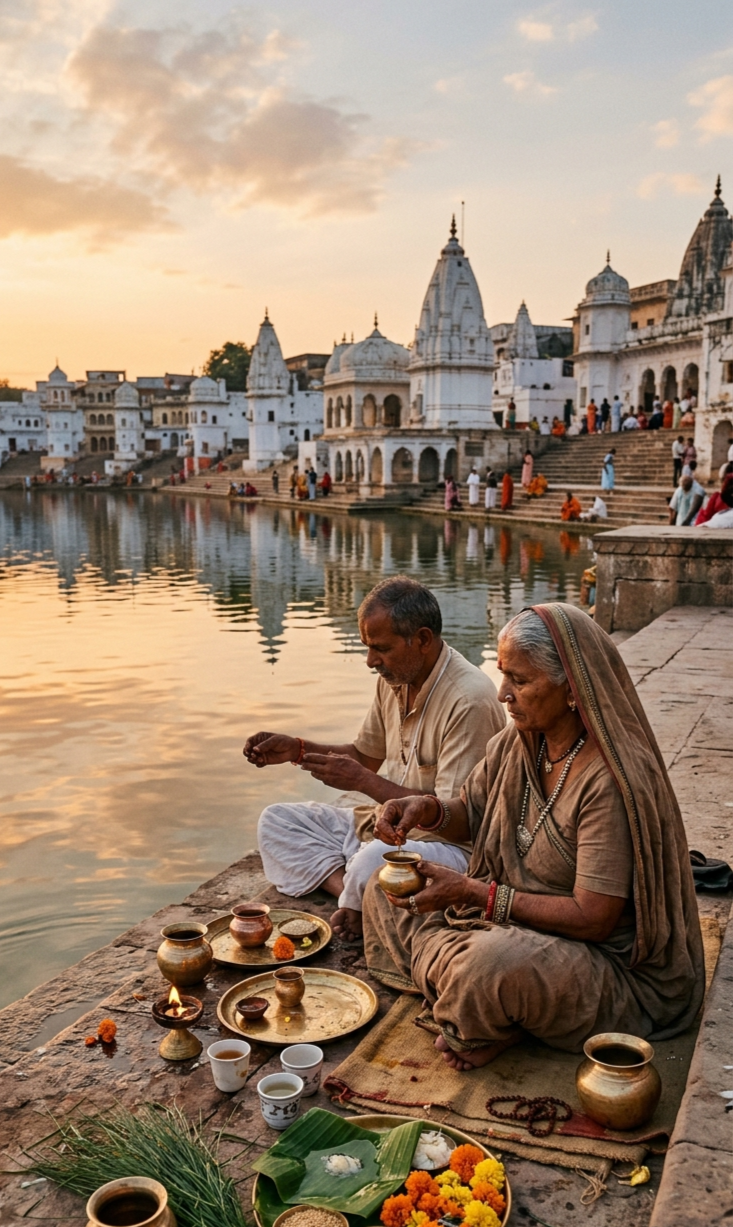 पुष्कर सरोवर, राजस्थान
राजस्थान का पुष्कर सरोवर प्रमुख तीर्थों में शामिल है और यहां श्राद्ध तथा पितृ तर्पण की परंपरा भी प्रचलित है। पितृ पक्ष में श्रद्धालु पवित्र सरोवर के किनारे पूर्वजों का स्मरण करते हैं।