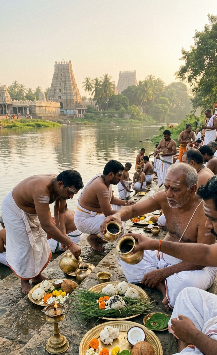 श्री रंगनाथस्वामी तीर्थ, श्रीरंगपट्टनम
श्रीरंगपट्टनम का श्री रंगनाथस्वामी तीर्थ कावेरी नदी क्षेत्र की महत्वपूर्ण वैष्णव परंपरा से जुड़ा है। यहां धार्मिक परंपराओं में पूर्वजों के स्मरण, तर्पण और श्राद्ध कर्म का भी स्थान माना जाता है।
