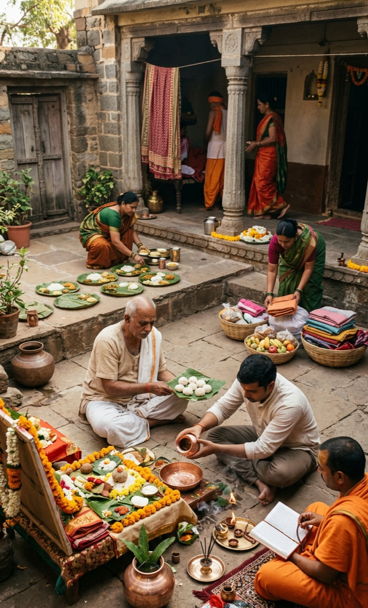 क्या श्राद्ध में केवल पिंडदान ही किया जाता है?
श्राद्ध को केवल पिंडदान तक सीमित नहीं माना जाता। तर्पण, भोजन अर्पण, ब्राह्मण भोजन और जरूरतमंदों को दान जैसे कार्य भी विभिन्न परंपराओं में इसका हिस्सा माने जाते हैं।