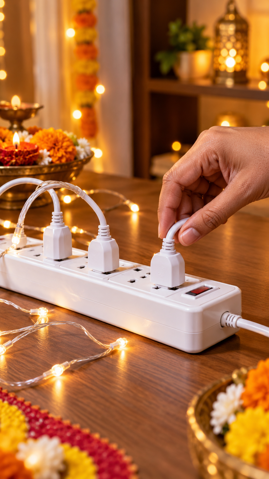 एक्सटेंशन बोर्ड का सही इस्तेमाल करें
एक ही सॉकेट में बहुत सारे उपकरण न लगाएं। लाइटों के निर्माता के सुरक्षा निर्देशों का पालन करें और गीले हाथों से बिजली के प्लग न छुएं।