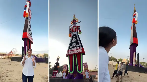 दिल्ली में तैयार हुआ 221 फुट ऊंचा रावण का पुतला