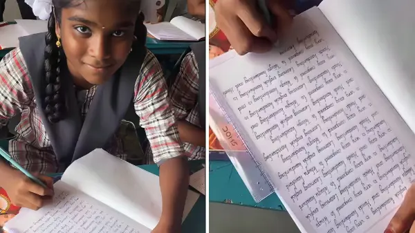 9वीं की छात्रा की मोतियों जैसी हैंडराइटिंग ने जीता इंटरनेट का दिल