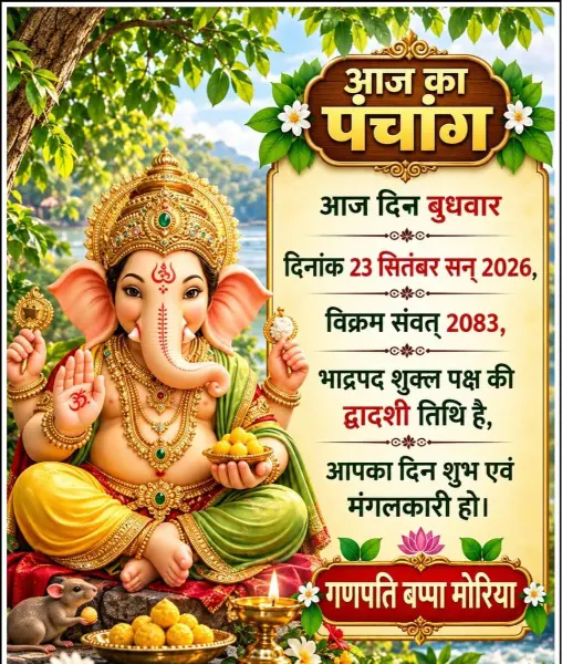 23 सितंबर 2026 का पंचांग, वामन जयंती समेत जानें आज के प्रमुख धार्मिक और ऐतिहासिक दिवस